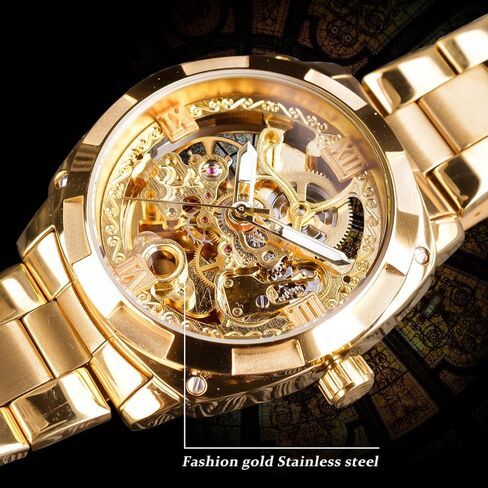 FORSINING Men's Luxury Skeleton Watch, Carving Hollow 41mm Big Dial with Square Bezel Wristwatch, Self-Wind Automatic Mechanical Men Watches in Saudi Arabia