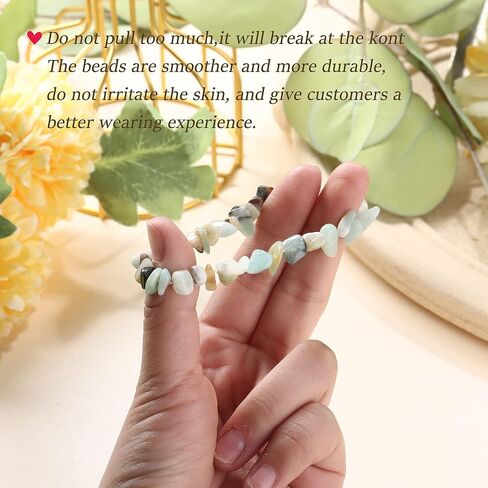 FINREZIO 10PCS Natural Gemstone Bead Bracelets for Men Women Semi-precious Beaded Bracelets Chakra Crystal Healing Bracelets Irregular Chips Beads Bracelet Stretch Relief Reiki Bracelet in Kuwait