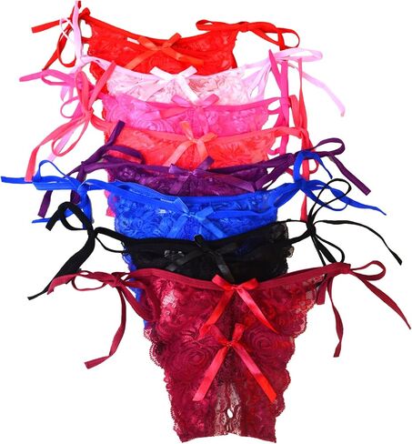 8 قطع من الملابس الداخلية النسائية المشاغب من الدانتيل، سراويل داخلية مثيرة مجوفة، متعددة الألوان in Kuwait