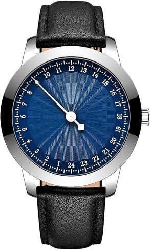 BOFAN 24 Hour Business Watch for Men Swiss Quartz Movement Waterproof Wrist Watch with Soft and Comfortable Black Genuine Strap. in Kuwait