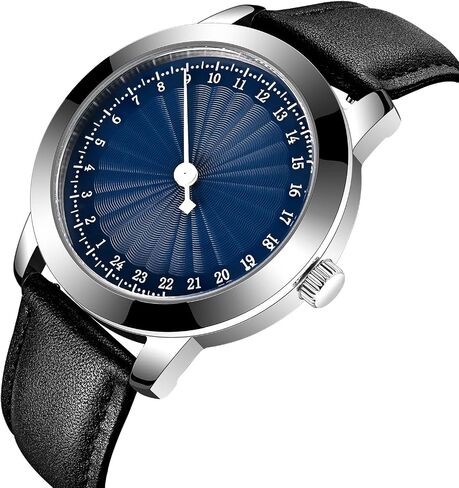 BOFAN 24 Hour Business Watch for Men Swiss Quartz Movement Waterproof Wrist Watch with Soft and Comfortable Black Genuine Strap. in Kuwait