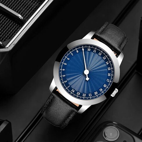 BOFAN 24 Hour Business Watch for Men Swiss Quartz Movement Waterproof Wrist Watch with Soft and Comfortable Black Genuine Strap. in Kuwait
