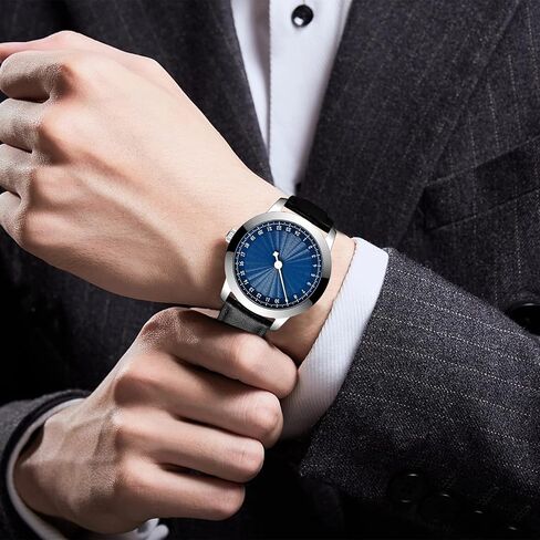 BOFAN 24 Hour Business Watch for Men Swiss Quartz Movement Waterproof Wrist Watch with Soft and Comfortable Black Genuine Strap. in Kuwait