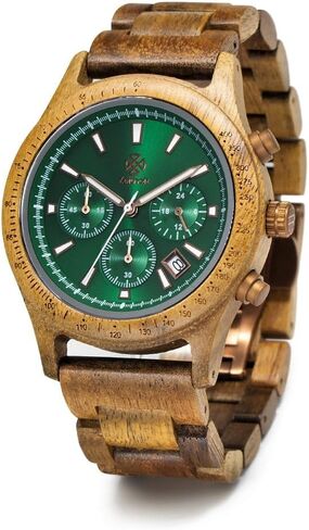 Zeitholz Wood Watches for Men, Wooden Watch, Gifts, Chronograph Watch, Analog, Calendar. New Bergen 42mm, 100% Natural Wood with Japanese Quartz Movement. in Saudi Arabia
