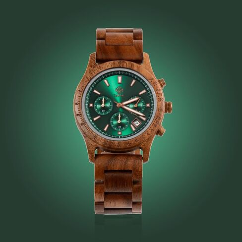 Zeitholz Wood Watches for Men, Wooden Watch, Gifts, Chronograph Watch, Analog, Calendar. New Bergen 42mm, 100% Natural Wood with Japanese Quartz Movement. in Saudi Arabia