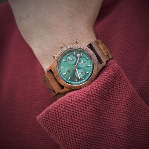 Zeitholz Wood Watches for Men, Wooden Watch, Gifts, Chronograph Watch, Analog, Calendar. New Bergen 42mm, 100% Natural Wood with Japanese Quartz Movement. in Saudi Arabia