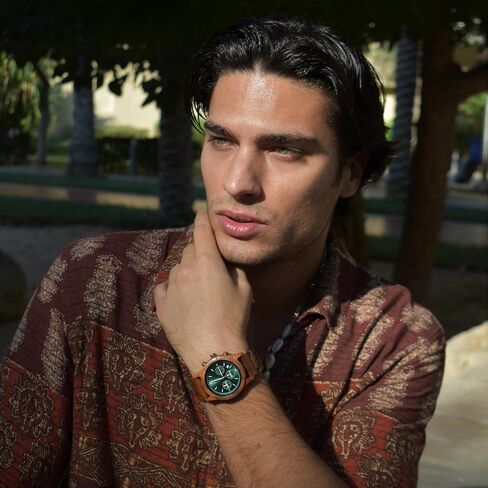 Zeitholz Wood Watches for Men, Wooden Watch, Gifts, Chronograph Watch, Analog, Calendar. New Bergen 42mm, 100% Natural Wood with Japanese Quartz Movement. in Saudi Arabia