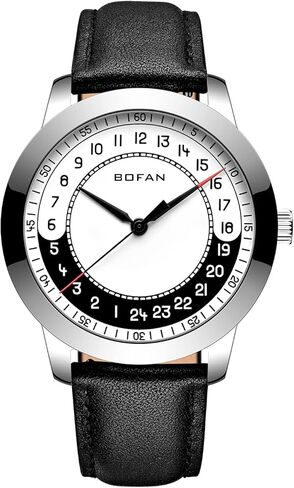 BOFAN 24 Hour Business Watch for Men Swiss Quartz Movement Waterproof Wrist Watch with Soft and Comfortable Black Genuine Strap. in Saudi Arabia
