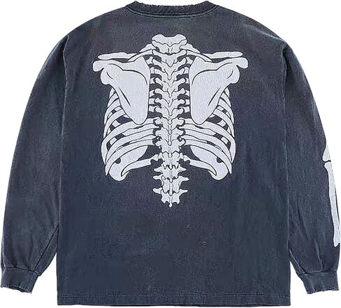 Arnodefrance Men Saint Skeleton Graphic Sweatshirt Y2K بلوزات قطنية كبيرة الحجم بلوفر in Kuwait