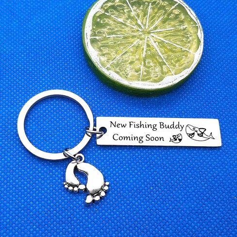 New Dad Gifts Daddy to Be Keychain Pregnancy Announcement Gifts for New Father Fishing Buddy Coming Soon Keyring First Time Dad Gifts Christmas Birthday Gifts, Silver, S in Kuwait