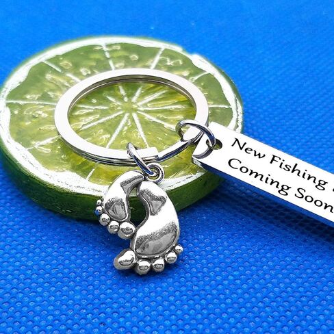New Dad Gifts Daddy to Be Keychain Pregnancy Announcement Gifts for New Father Fishing Buddy Coming Soon Keyring First Time Dad Gifts Christmas Birthday Gifts, Silver, S in Kuwait