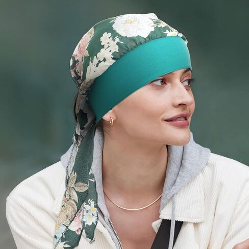 Yeilhile African Headwrap Black Printed Headwear Flower Silky Scarfs Super Soft Hair Wraps for Women, Black, One size in Kuwait