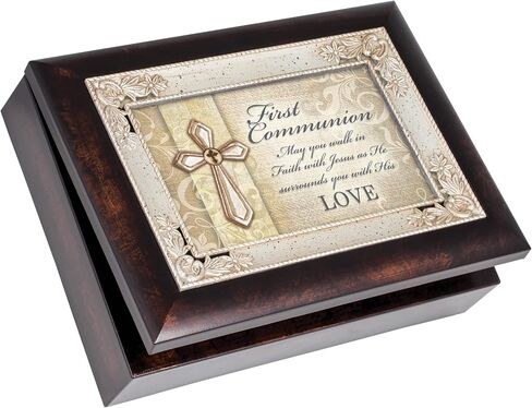 First Communion كوتج جاردن النمط الإيطالي بورلوود مع صندوق موسيقى مجوهرات مرصع بالديكور - يلعب أغنية مذهلة جريس in Saudi Arabia