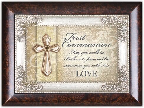 First Communion كوتج جاردن النمط الإيطالي بورلوود مع صندوق موسيقى مجوهرات مرصع بالديكور - يلعب أغنية مذهلة جريس in Saudi Arabia