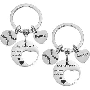 FY 2 Pieces Softball Keychains Softball Gifts for Girls Boys Teens Teams Baseball gifts keychain