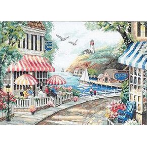 Dimensions 'Café by The Sea' Counted Cross Stitch Kit, 14 Count White Aida, 14" x 10"