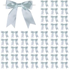 60 Pcs 5 Inches Twist Tie Satin Ribbon Bows Pretied Premade Craft Bows for Treat Bags Gift Wrapping Basket Wedding Baby Shower Brithday Christmas Party (Pastel)
