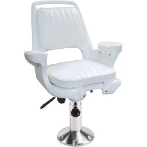 Wise 8WD1007-6-710 Captains Chair with Adjustable Height Pedestal and Seat Slide,White