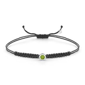 Garnet Black String Bracelet For Women, 3 mm Round Cut Bezel Set Garnet Cord Friendship Bracelet in 14K Gold Finish