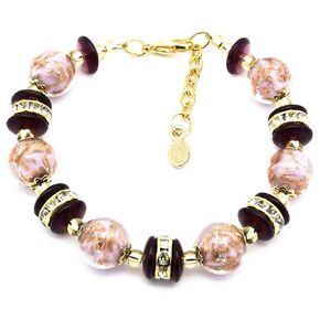Authentic Murano Glass Bracelet Handmade In Italy Aventurine Glass Beads Hand Blown Glass