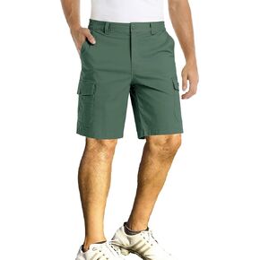 شورت جولف خفيف الوزن للرجال بخصر مطاطي، شورت كاجوال مسطح من الأمام، مقاس كلاسيكي 9 بوصات in Kuwait
