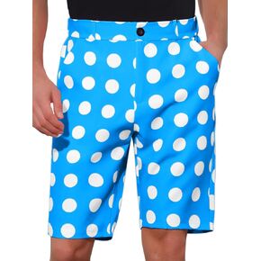 Lars Amadeus Polka Dots Shorts for Men's Business Regular Fit Flat Front Chino Shorts