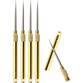 5pcs Portable Stainless Steel Toothpicks Golden Pocket Toothpick Holder Reusable Metal Fruit Stick Cocktail Pick for Outdoor Picnic Camping Tooth Cleaning Multifunction Toothpick