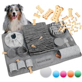 Snuffle Mat for Dogs - Extremely Durable Material - 10 Training Elements and 3 Difficulty Levels - The Dog Snuffle mat for Snuffle mat for Large Dogs and Dogs of Any Size (Gray)
