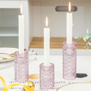 Four Usages Candlestick Holders, 3pcs Candle Stand for Taper Candles, Pillar Candles, Tea Lights, and Flower, Sturdy Candle Holders for Table Centerpiece Indoor & Outdoor(Transparent)