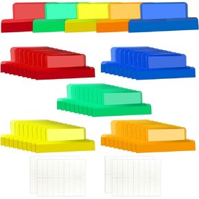 2 Inch Insertable Self-adhesive Tabs with Printable Inserts Bible Tabs Plastic Index Tabs for Notebooks File Tabs Self Adhesive Clear Sticky Tabs Adhesive File Folder Tabs (50 Pieces)