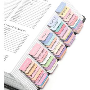 10 Pack Bible Tabs for Women and Men, Large Print Bible Tabs for Women Study Bible, 39 Old Testaments, 27 New Testaments and 9 Blank Tabs per Set, Easy to Apply Bible Tabs for Kids