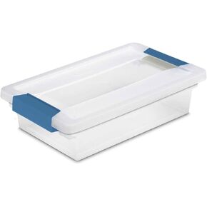 Sterilite 19618606 Small Clip Clear Storage Box With Latched Lid - 11"L x 6-5/8"W x 2-3/4"H - Lot of 6