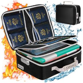 Fireproof Document Box With Reflective Strips, Storage File Box With Lock, Collapsible File Organizer With Handle, Portable Safe Box For Hanging Letter/Legal Folder