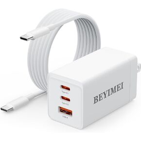 67W USB C Wall Charger,GaN III 3-Port PD QC Foldable Charger, Fast Charging Station ，Type C and USB A Laptop Charge Adapter for All iPad iPhone 15 14 13 12 Pro Max Pixel Note Galaxy