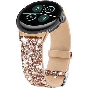 Bling Band Compatible with Google Pixel Watch/Pixel Watch 2 Bands, 3D Shiny Bling Glitter Leather Strap Bracelet For Google Pixel Watch Smartwatch Accessories