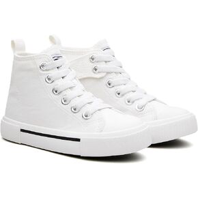 Girls and Boys Canvas Mid-Top Sneakers with Elastic Closure and Comfort Insole