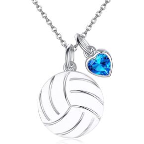 Sports Necklace 925 Sterling Silver Basketball Volley Pendant Jewelry Gifts for Women Girls