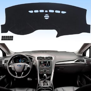 Dashboard Cover Flannel Dash Mat Custom Compatible with 2013 2014 2015 2016 2017 2018 2019 2020 Ford Fusion, Anti-Glare, Anti-Reflection, No Peculiar Smell - with Center Horn