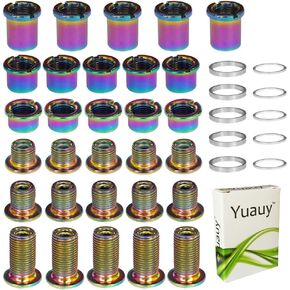 5 pcs for Each Single/Double/Triple Chainring Bolts Screws Disc Crankset Nuts Chainwheel Colorful + 10 pcs Washers Fit for Road Bike Mountain Bike MTB (25 pcs)