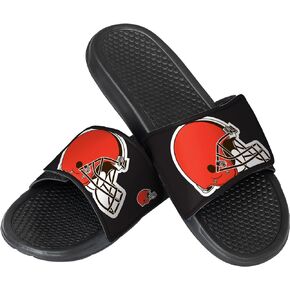 FOCO Men's NFL Team Black Cropped Big Logo Sport Sandals Slides