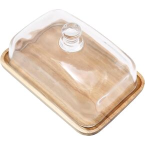 Butter Dish with Lid, Resomoo Crystal Butter Holder for Countertop, Glass Butter Keeper Tray for West/ East Coast Butter, Covered Butter Container Butter Crock for Refrigerator