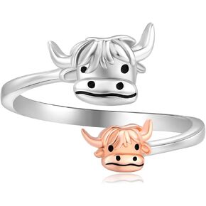 Koala/Butterfly/Raccoon/Snake/Highland Cow/Otter Ring 925 Sterling Silver Adjustable Aniaml Koala Bear/Butterfly/Raccoon/Snake Rings Jewellery for Women Girls