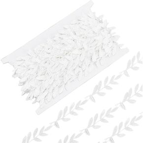 FINGERINSPIRE 15 Yards Ivory Leaf Ribbon Lace Trim Applique Sewing Leaves Trim Lace Ribbon Leaf Edge Lace Trim Ribbon White Edging Trimmings Lace Fabric for Clothes DIY Sewing Craft Garment Decoration