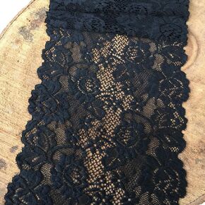 6 Inches Wide Ivory Lace Stretchy Lace Trim Fabric with Floral Pattern for Bridal Wedding Decorations, Sewing DIY Making and DIY Crafts- 10 Yards (ivory-7227)