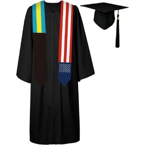 72 Inch Bahamas Flag and USA Flag Graduation Sash Unisex Adults Graduation Stole Scarf International Class of 2024 (Not Include Baccalaureate Gown and Hat)