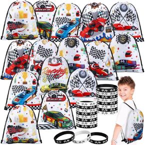 Sadnyy 32 Pcs Soccer Party Favors Set Include 16 Drawstring Goodie Bags 16 Silicone Wristband Snack Treat Bags for Birthday Party Supplies