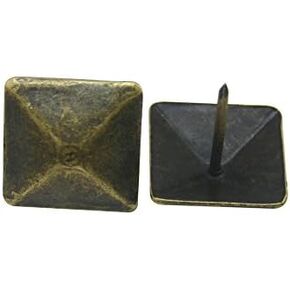 Metal 0.75" Square Cone Antique Brass Pointed Head Nail Hardware Upholstery Clavos Decorative Nails Tacks Garage(Pack of 30)