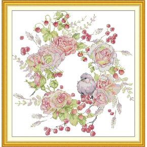 ITSTITCH Stamped Cross Stitch Kits - Full Set of Embroidery for Beginners or Adults,14 CT 2 Strands DIY Turtles Patterns Counted Arts Craft 20×19 inch