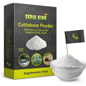 Calcium Powder for Reptiles to Dust Food Insects, Mealworms, Crickets and Greens - 100% Natural Cuttlebone Powder - 1.75oz