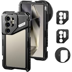 NEEWER S24 Ultra Phone Cage with 67mm Filter Adapter, 17mm Lens Backplate, T Mount Lens Adapter, Smartphone Video Rig Stabilizer Compatible with Samsung Galaxy Moment T Series Lenses, PA042